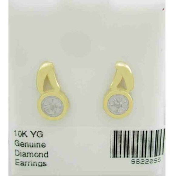 Genuine Diamonds Stud Earrings 10k Yellow Gold